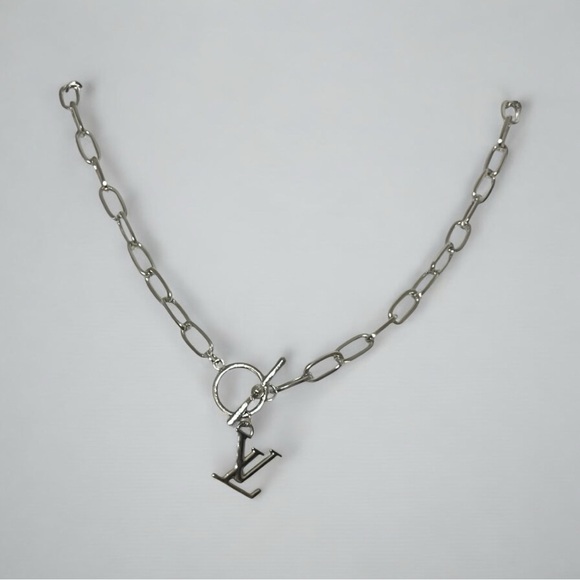 Stamped Silver Louis Vuitton Authentic Upcycled LV charm necklace - Picture 3 of 8